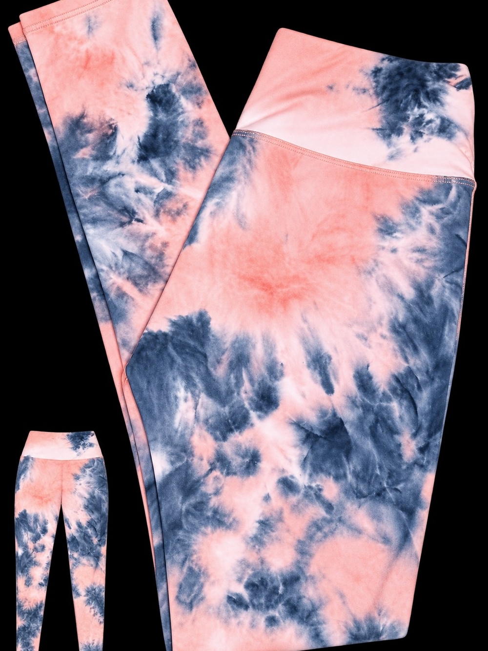 Kids Tie-Dye Leggings - Pink & Navy